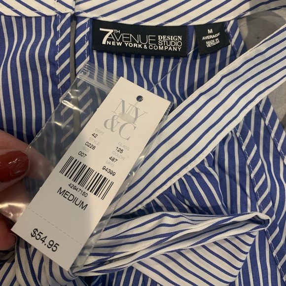NWT Pinstripe 7th Ave Blouse - Picture 3 of 5